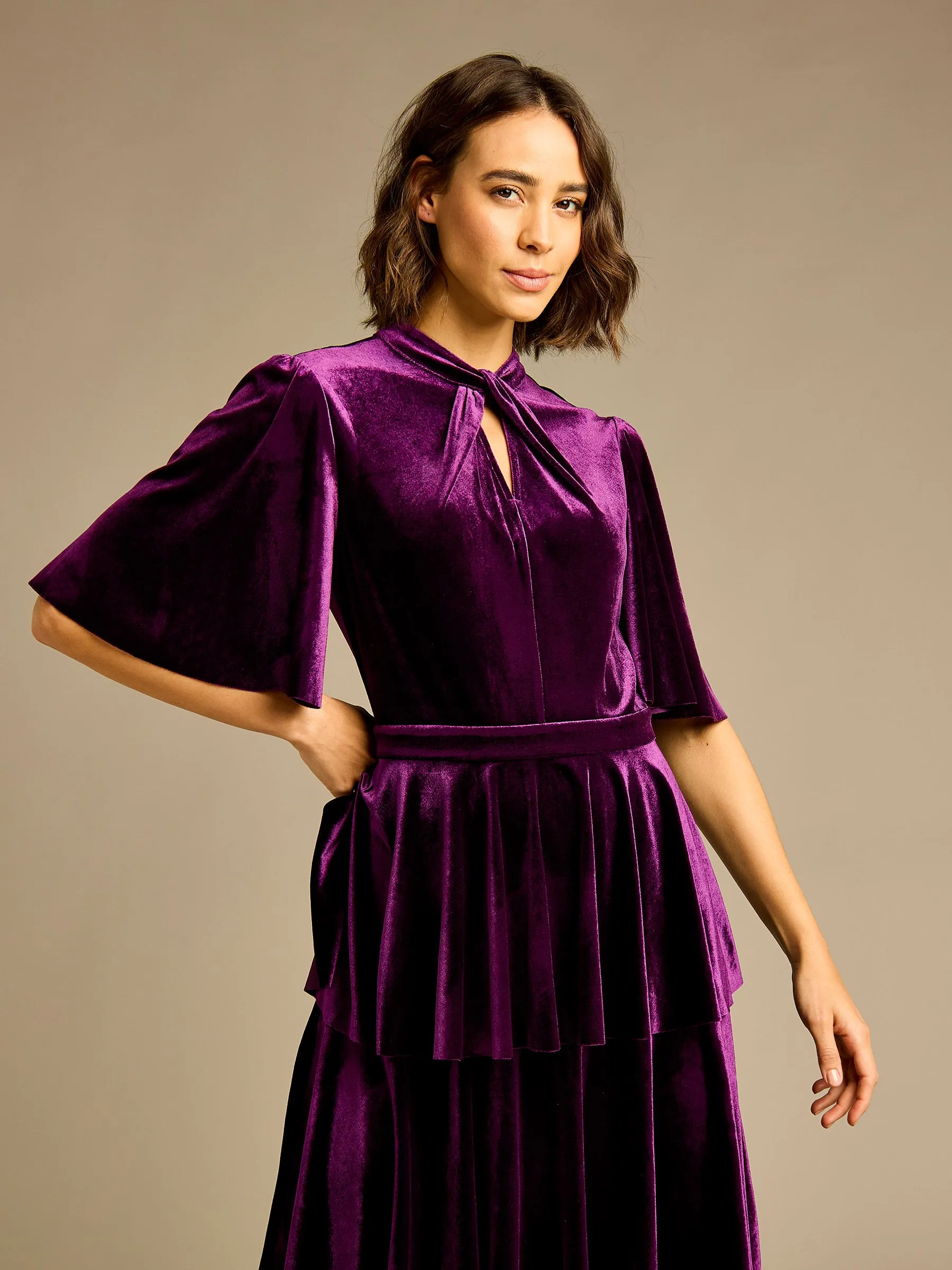 GWD Mathilde Purple Velvet Maxi Dress sold by George W. Davies
