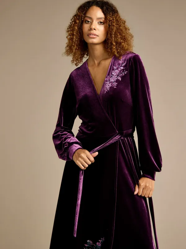 GWD Raya Velvet Wrap Dress sold by George W. Davies