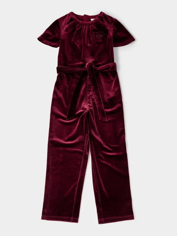 Nova Burgundy Velvet Jumpsuit sold by George W. Davies