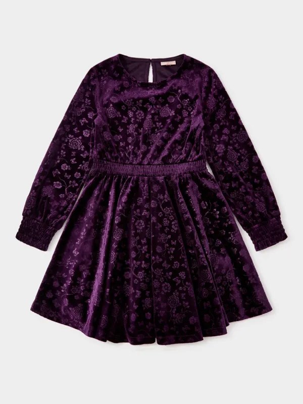 GWD Asha Purple Floral Velvet Dress sold by George W. Davies