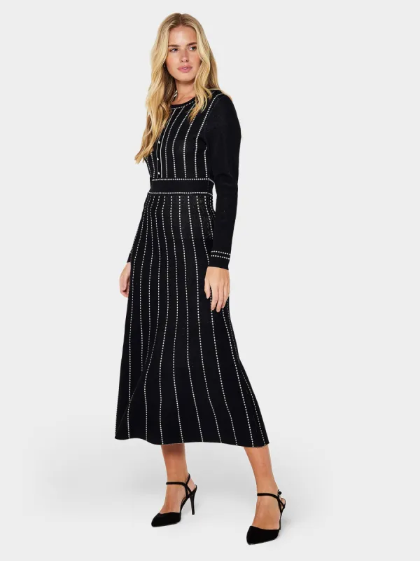 Bronwyn Striped Knitted Midi Dress sold by George W. Davies