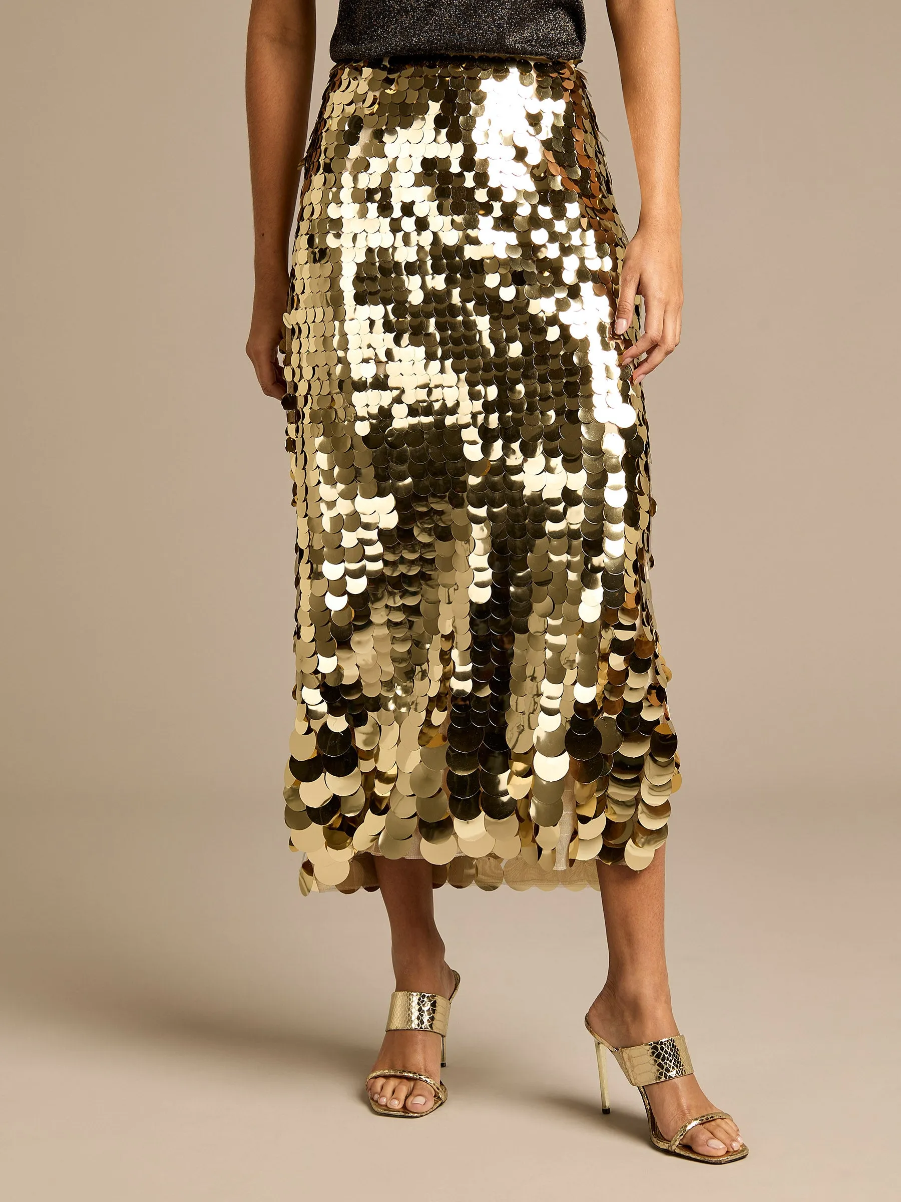 GWD Eloise Gold Sequin Skirt sold by George W. Davies product image thumbnail 3
