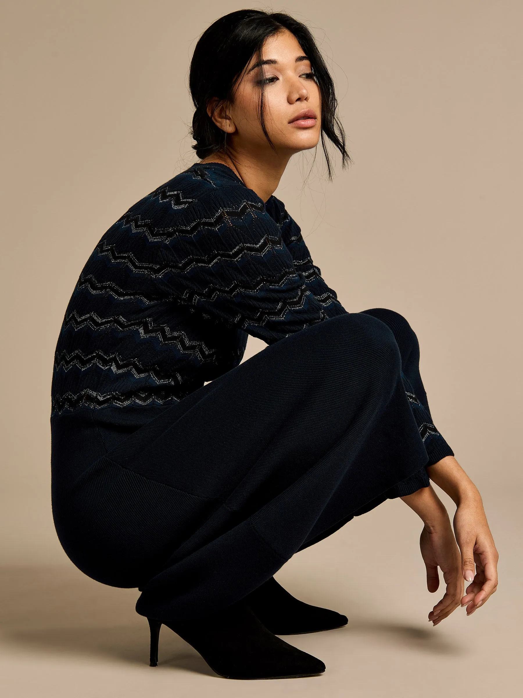 GWD Mia Navy Knitted Midi Dress sold by George W. Davies product image thumbnail 4