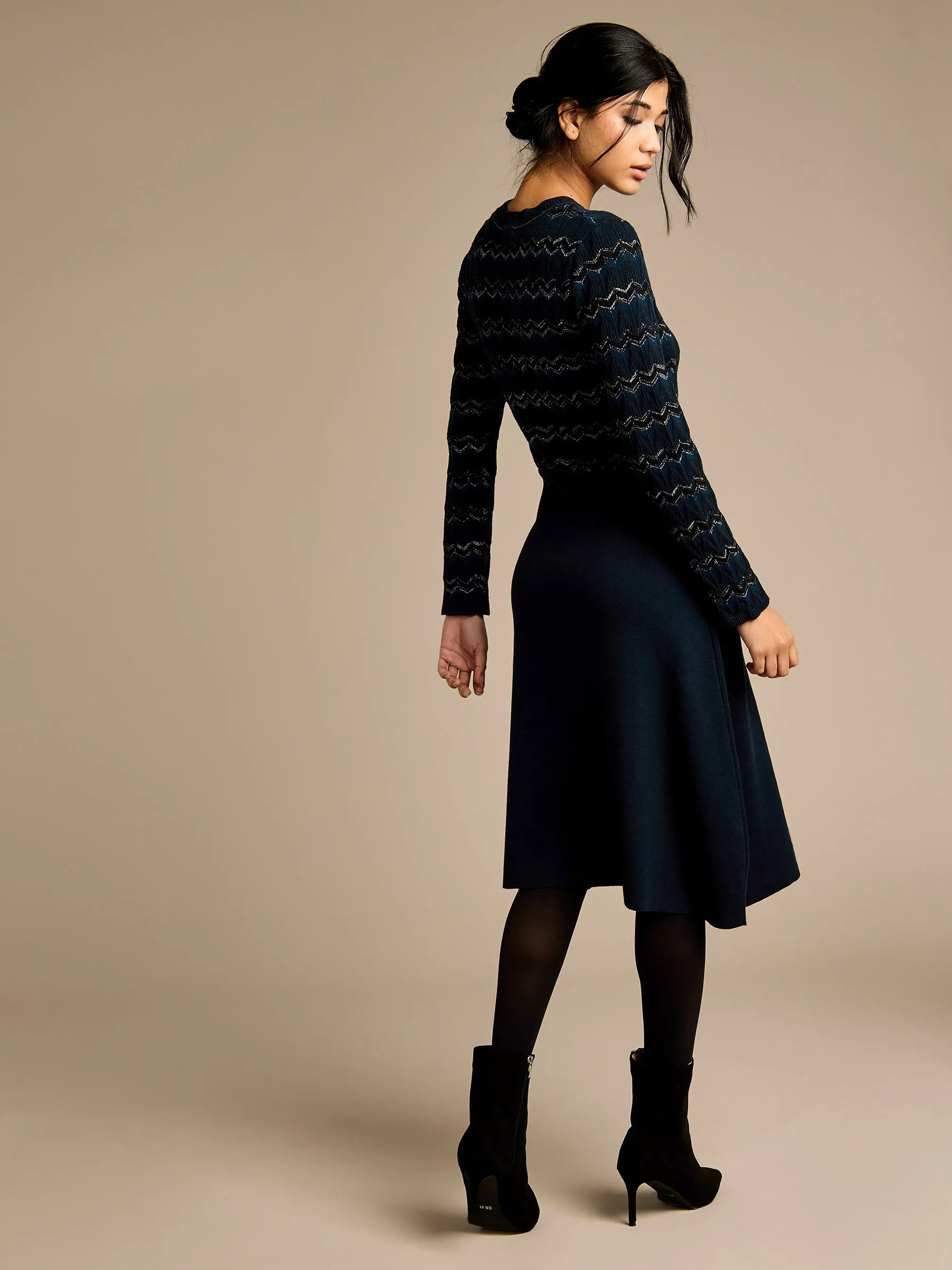 GWD Mia Navy Knitted Midi Dress sold by George W. Davies product image thumbnail 2