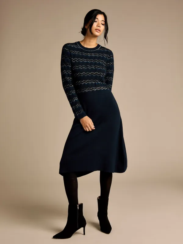 GWD Mia Navy Knitted Midi Dress sold by George W. Davies
