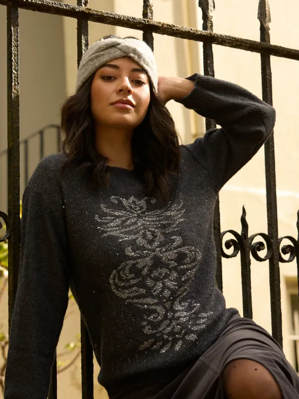 Meg Charcoal Wool Sparkle Jumper sold by George W. Davies