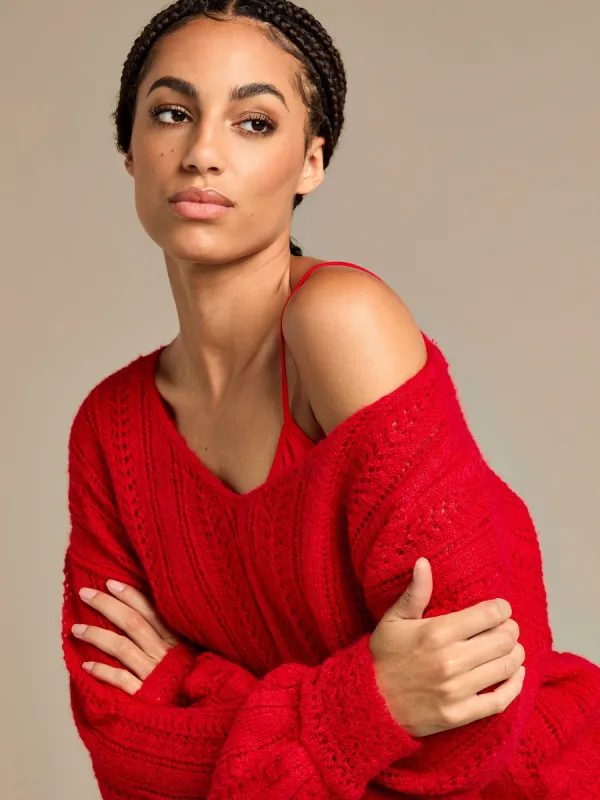 GWD Arla-Bailey Red Wool Knit Top sold by George W. Davies
