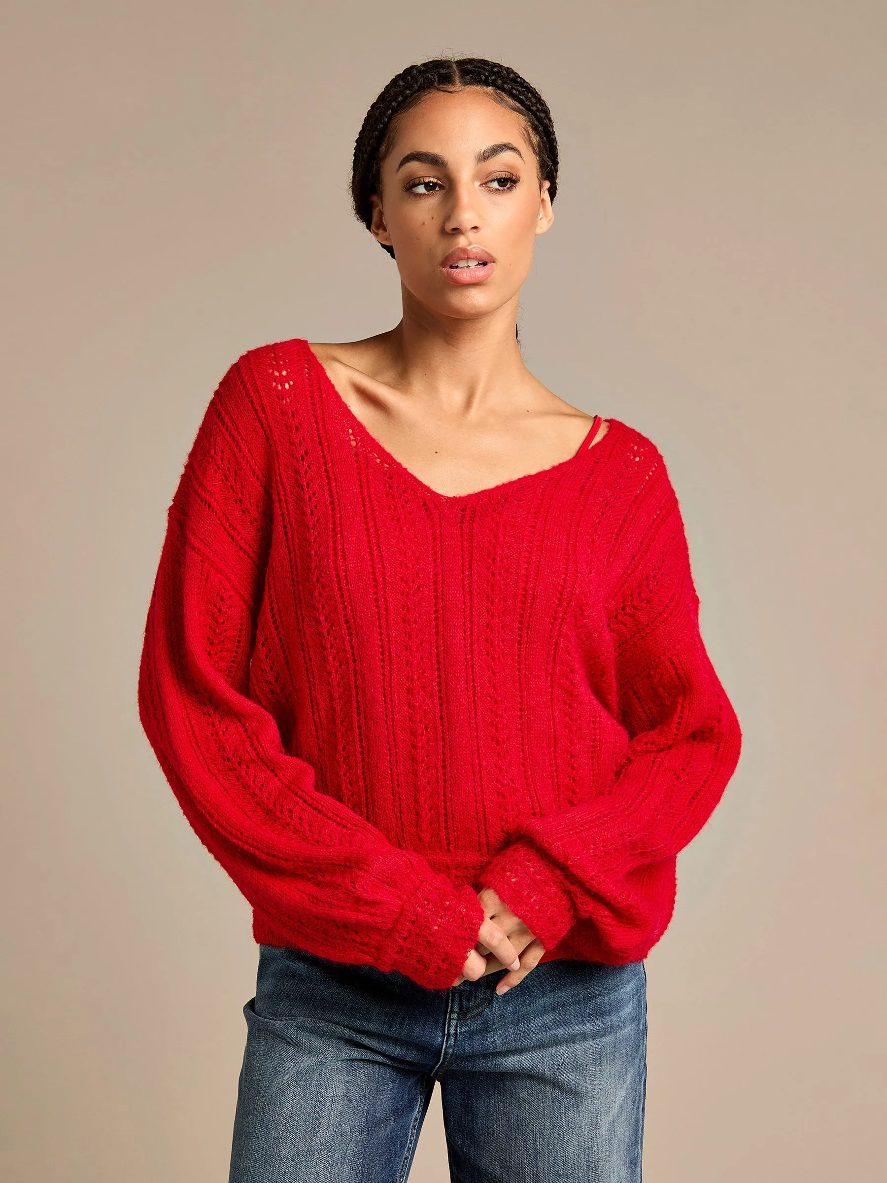 GWD Arla-Bailey Red Wool Knit Top sold by George W. Davies product image thumbnail 3