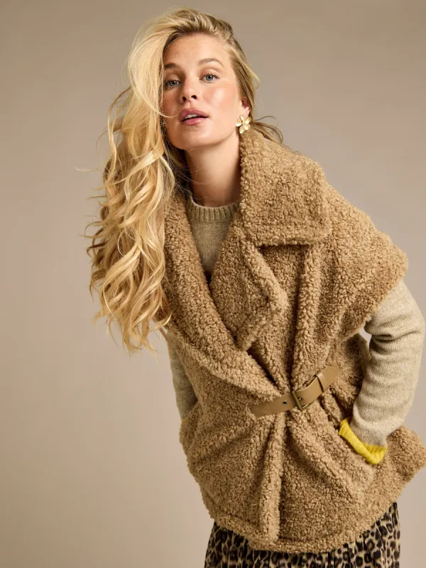 GWD Sima Brown Borg Collared Oversized Jacket sold by George W. Davies