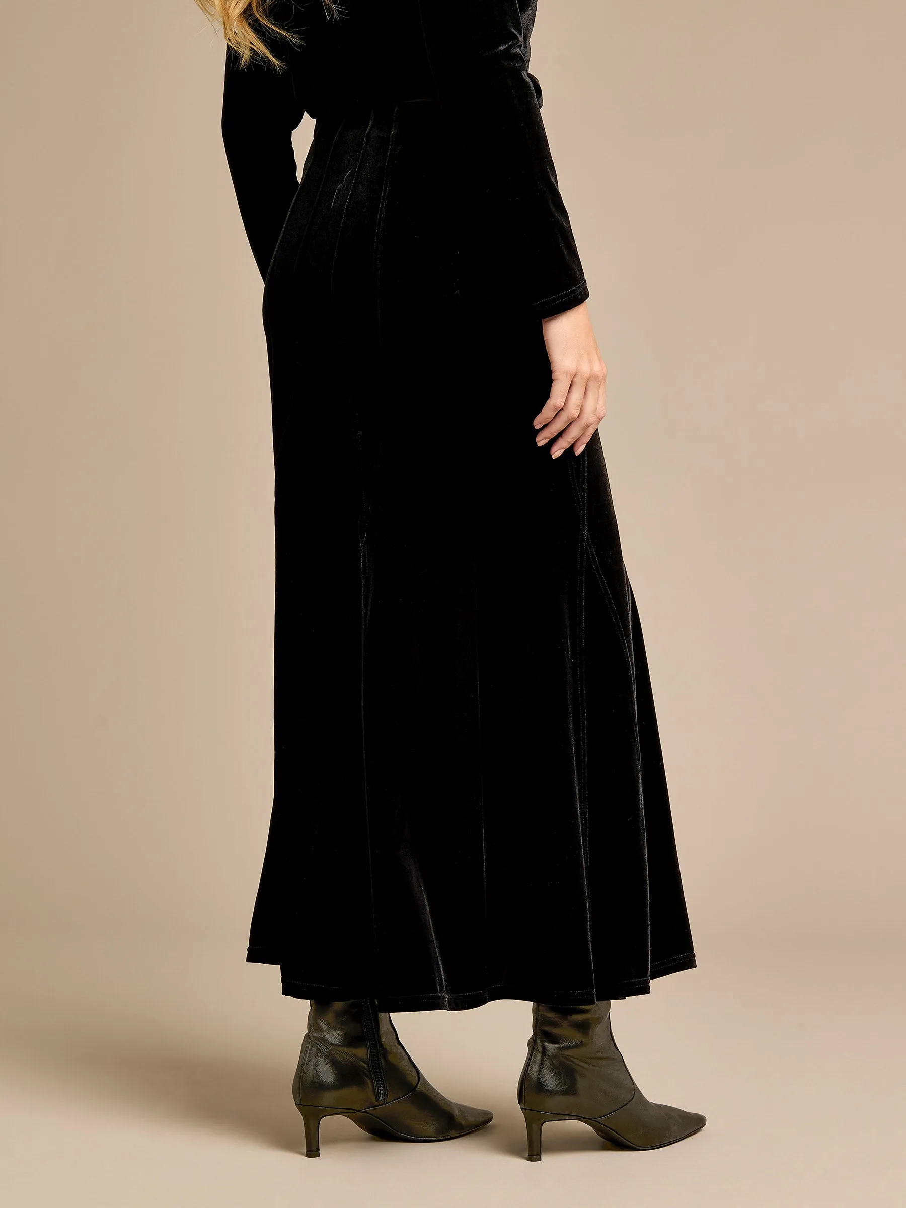 GWD Vienna Black Velvet Maxi Skirt sold by George W. Davies product image thumbnail 3