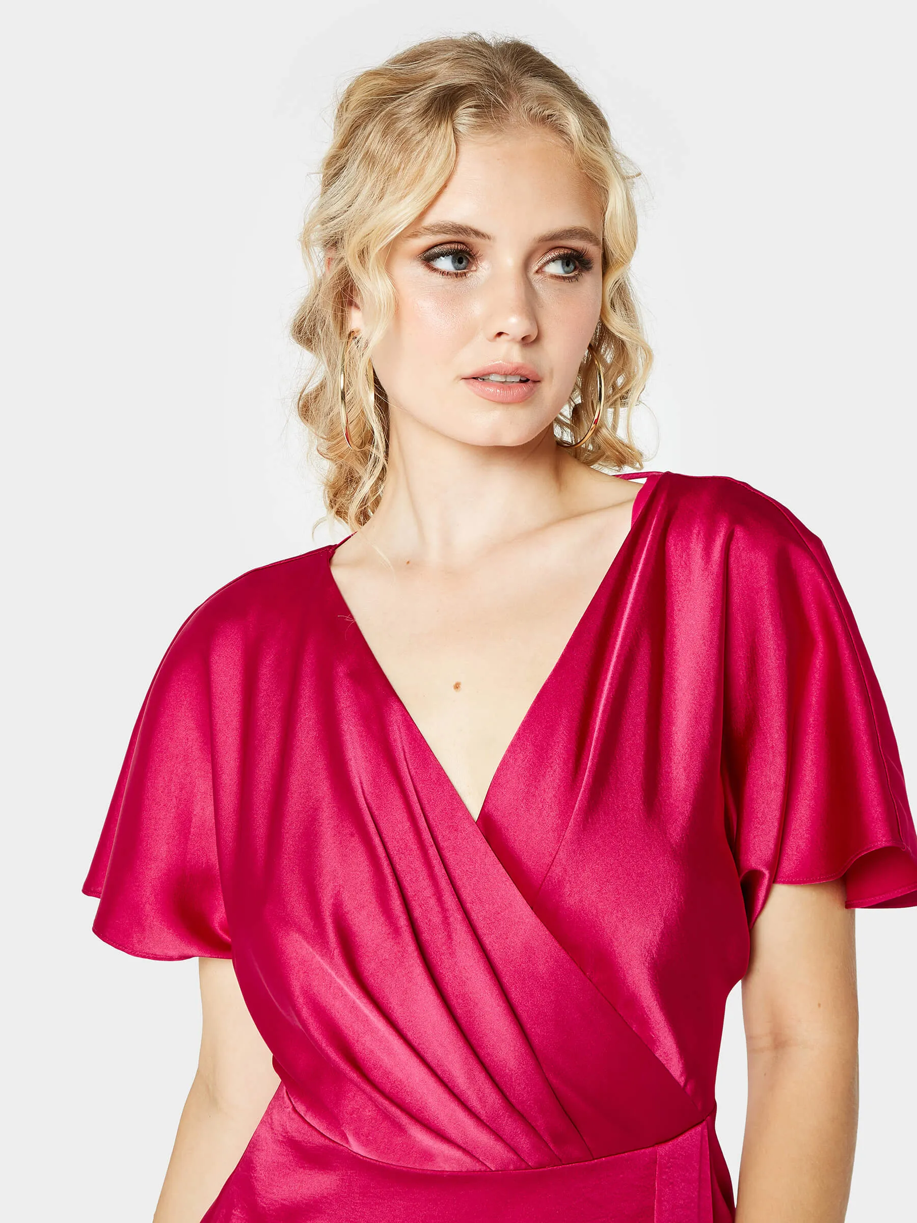 GWD Mira Pleated Satin Pink Midi Dress sold by George W. Davies product image thumbnail 2