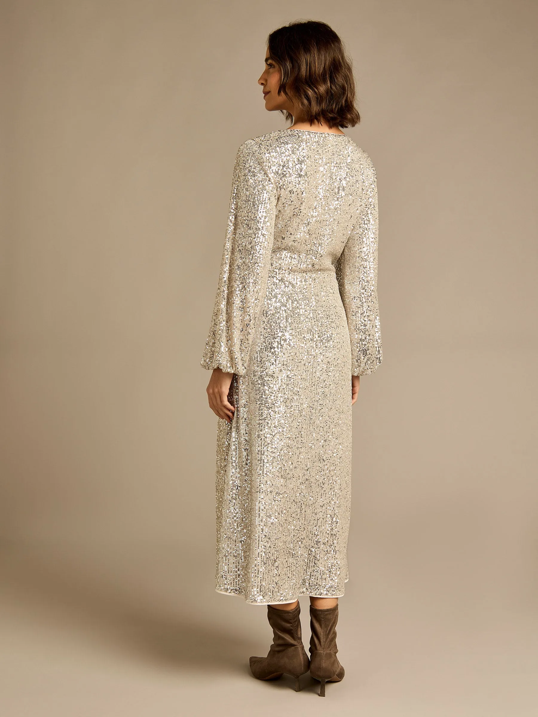 GWD Karinne Silver Sequin Ankle Length Dress sold by George W. Davies product image thumbnail 4