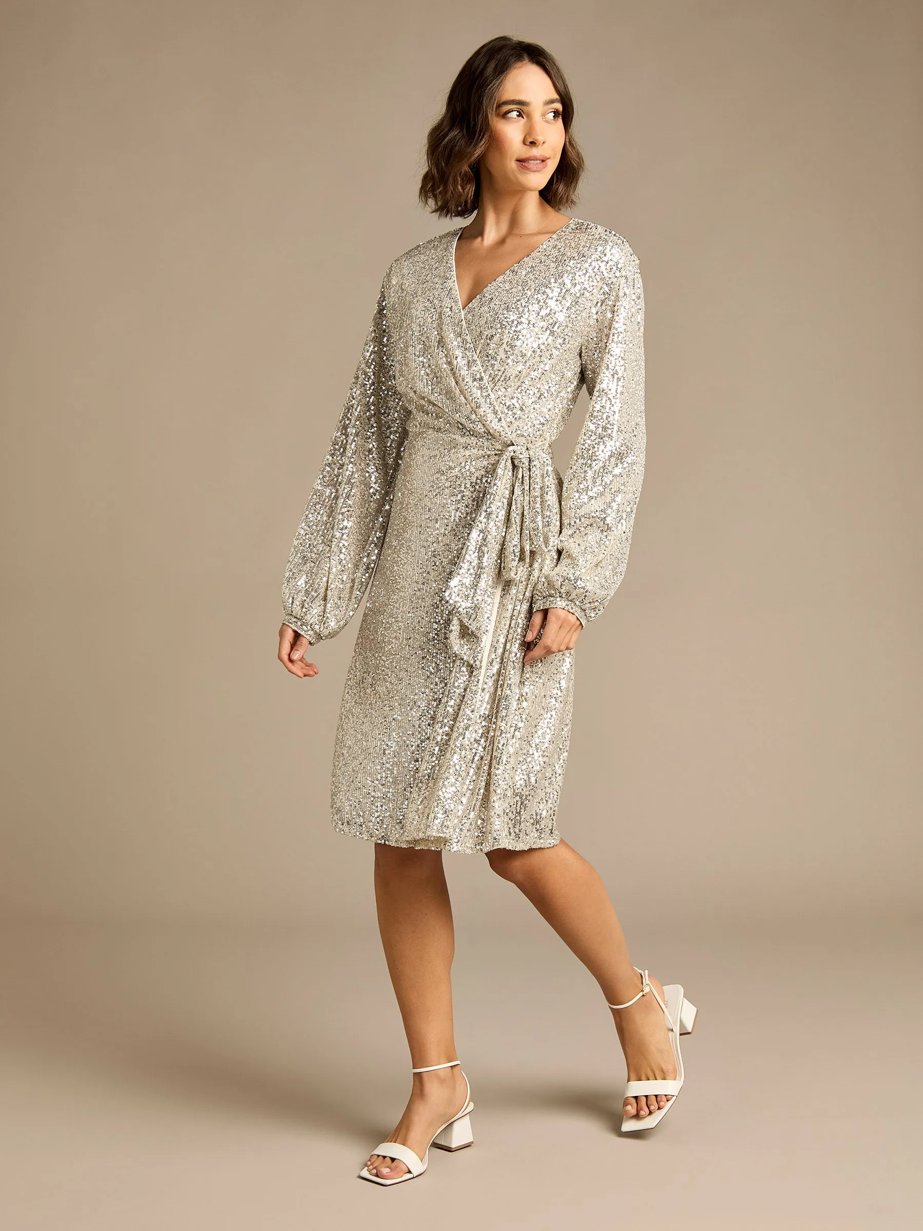GWD Kitty Silver Sequin Midi Dress sold by George W. Davies product image thumbnail 4