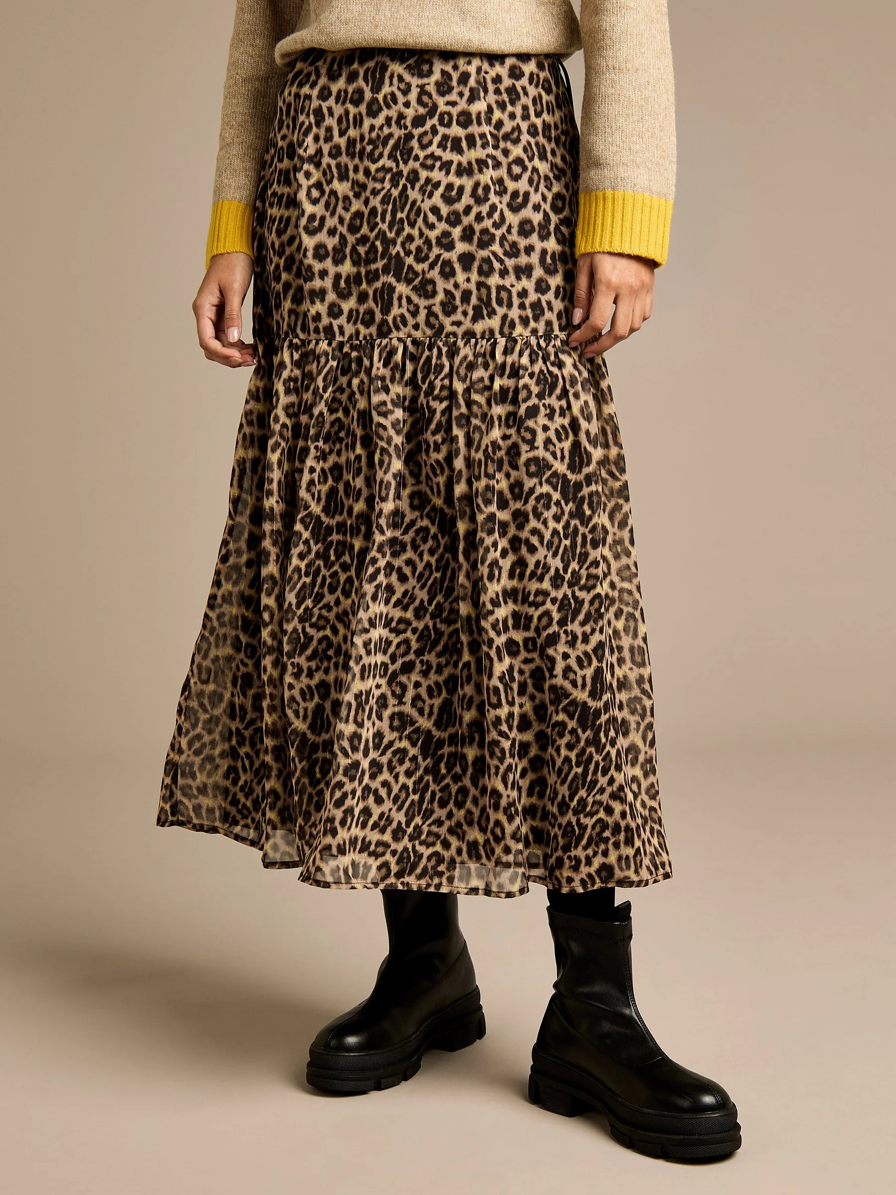 Neave Brown Knit Corsage Jumper & Meril Leopard Print Skirt Outfit sold by George W. Davies product image thumbnail 3