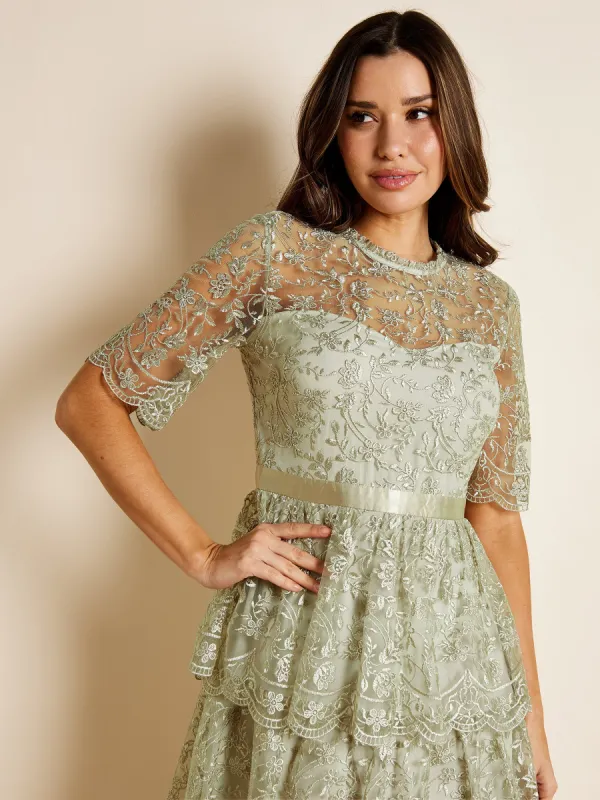 GWD Saffron Embroidered Lace Midi Dress sold by George W. Davies