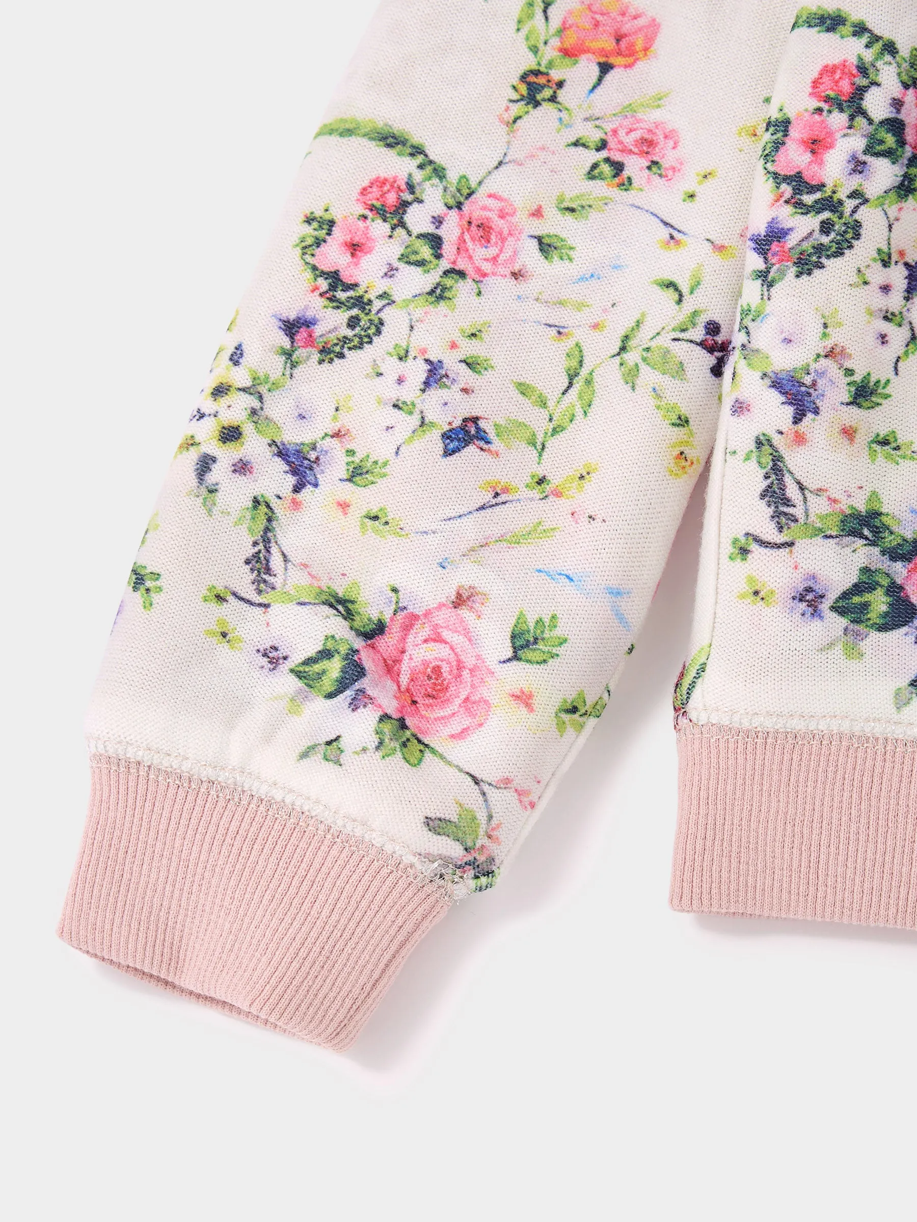 Faye Cathy Reversible Faux Fur and Floral Print Sweatshirt & Grace Pink Wide Leg Jean Outfit sold by George W. Davies product image thumbnail 5