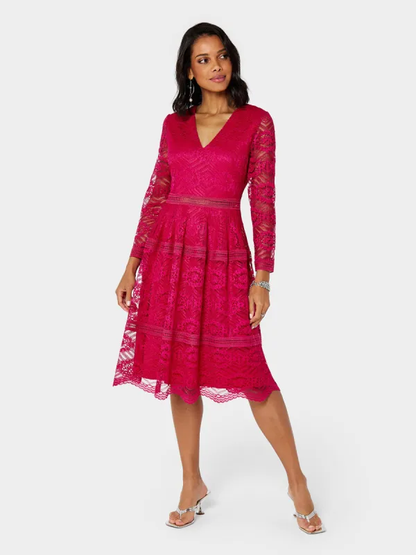 Kiki All Over Print Pink Knee Length Dress sold by George W. Davies