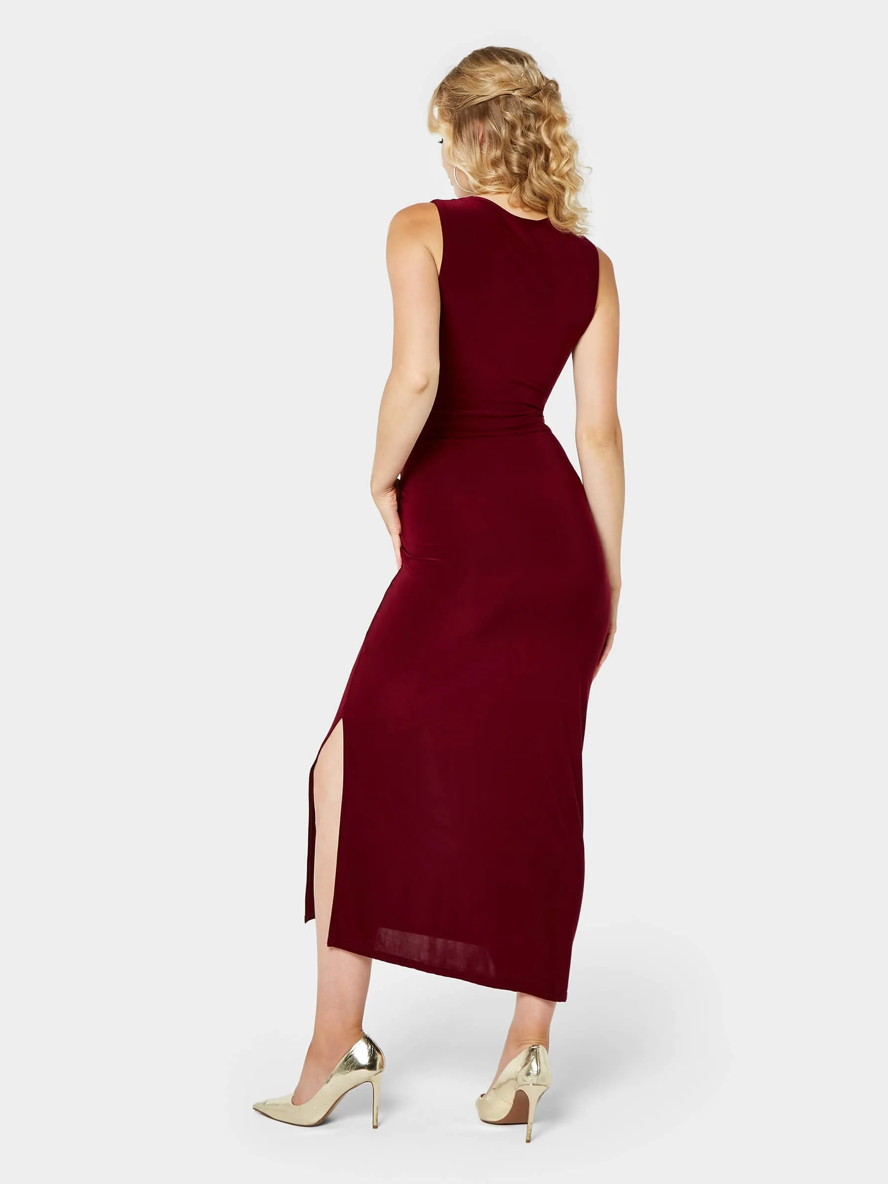 GWD Ariel May Jersey Burgundy Maxi Dress sold by George W. Davies product image thumbnail 3