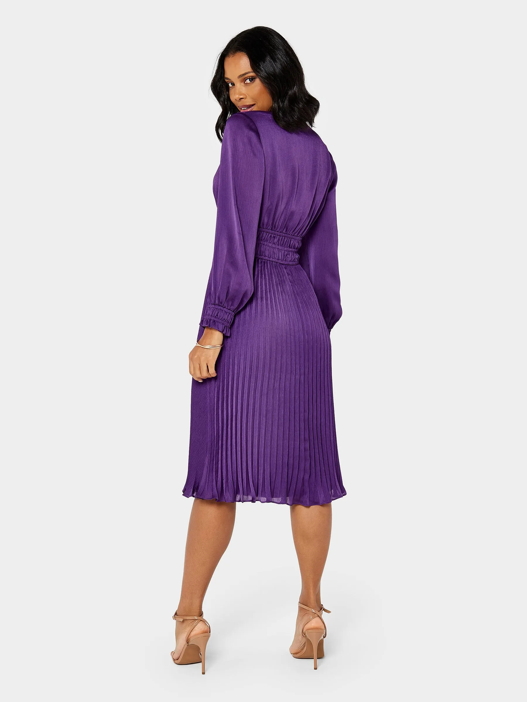GWD Petal Glossy Satin Knee Length Purple Dress sold by George W. Davies product image thumbnail 3