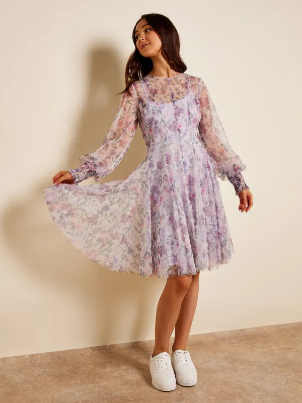 GWD Heather Ashbee Floral Printed Mesh Knee-Length Dress sold by George W. Davies