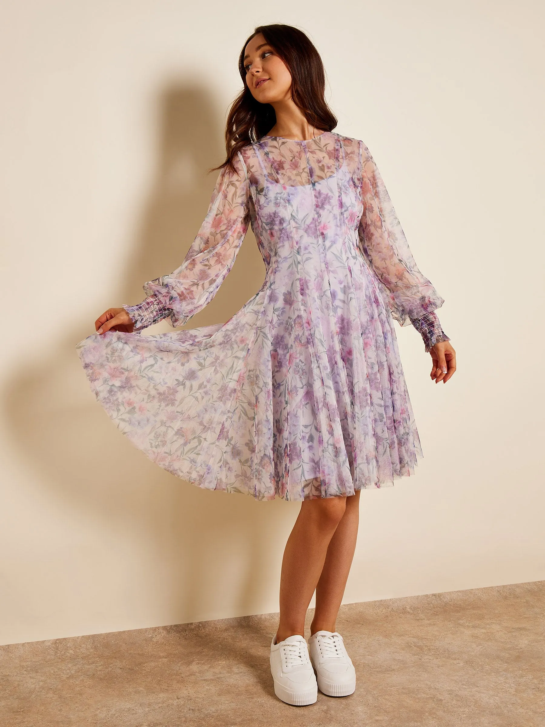 GWD Heather Ashbee Floral Printed Mesh Knee-Length Dress sold by George W. Davies