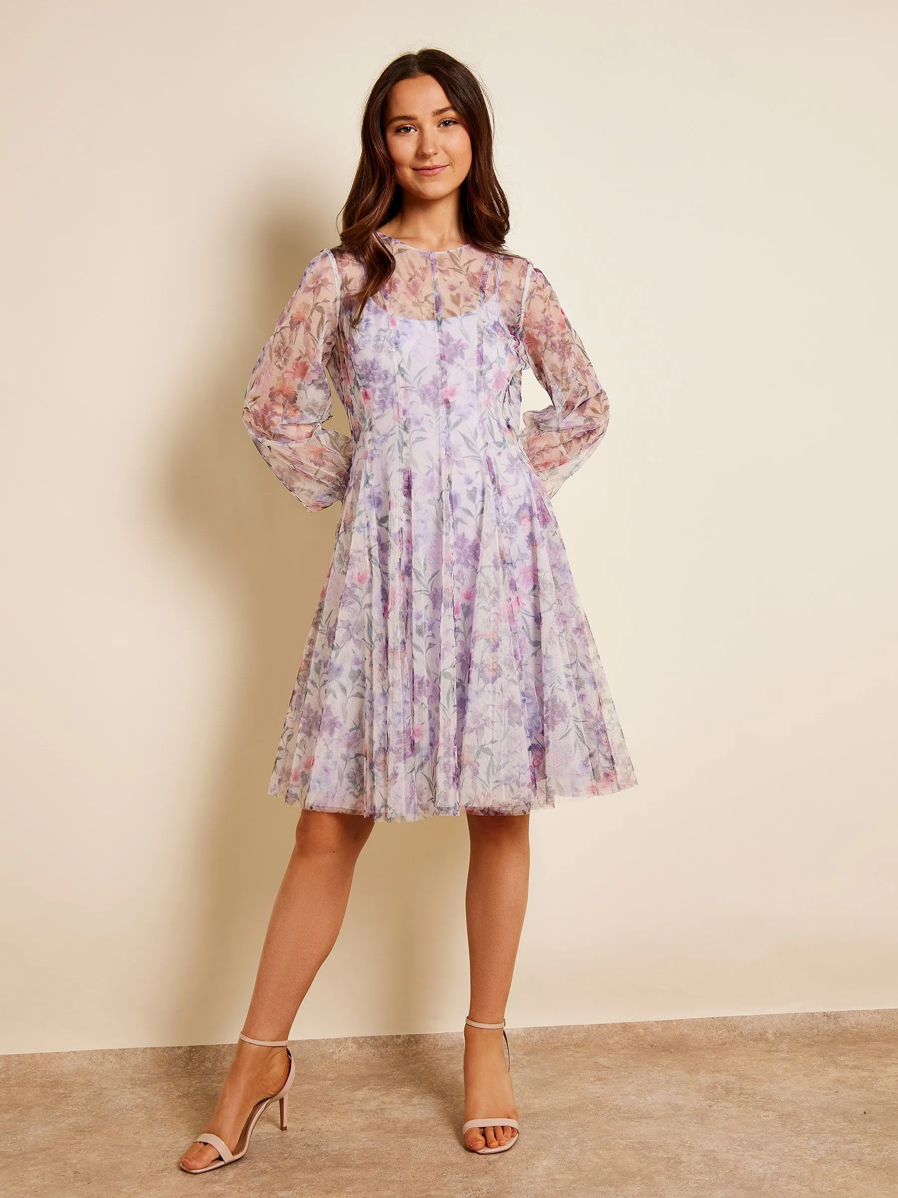GWD Heather Ashbee Floral Printed Mesh Knee-Length Dress sold by George W. Davies product image thumbnail 4