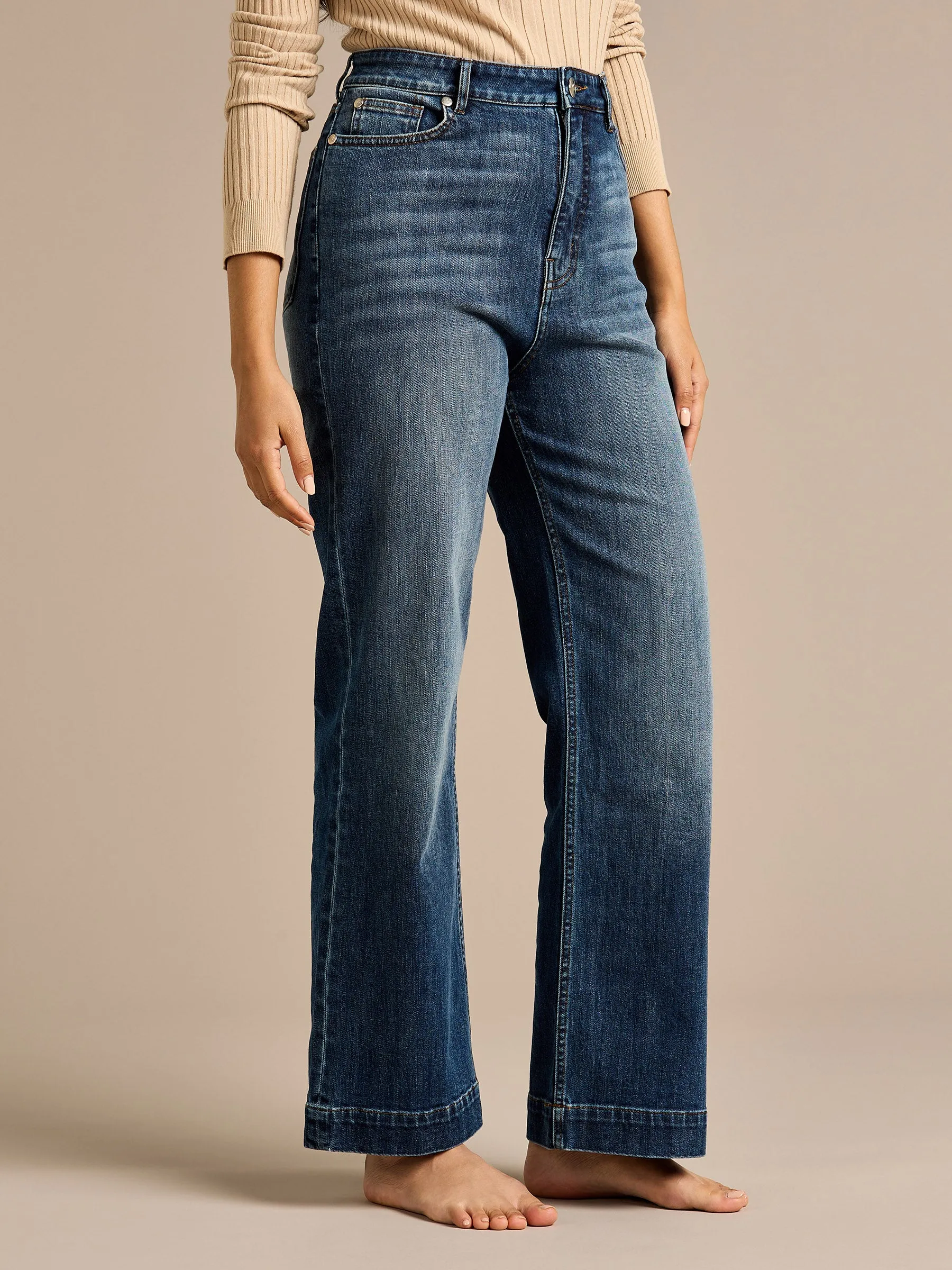 Arla-Bailey Red Knitted Top and Dixie Indigo Straight Leg Jean Outfit sold by George W. Davies product image thumbnail 4