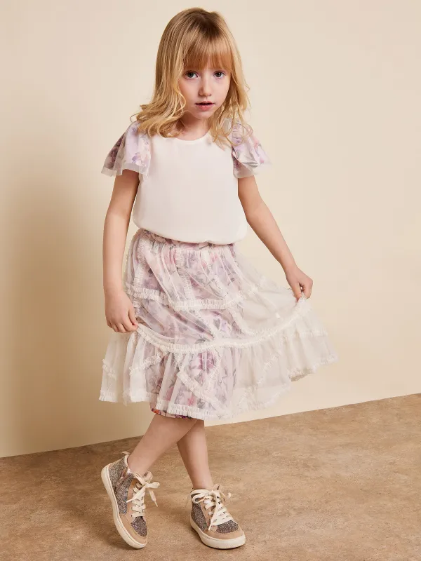 GWD Lydia Floral Print Mesh Skirt sold by George W. Davies