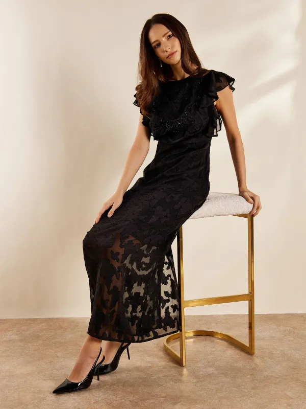 GWD Zoey Sparkle Floral Black Maxi Dress sold by George W. Davies