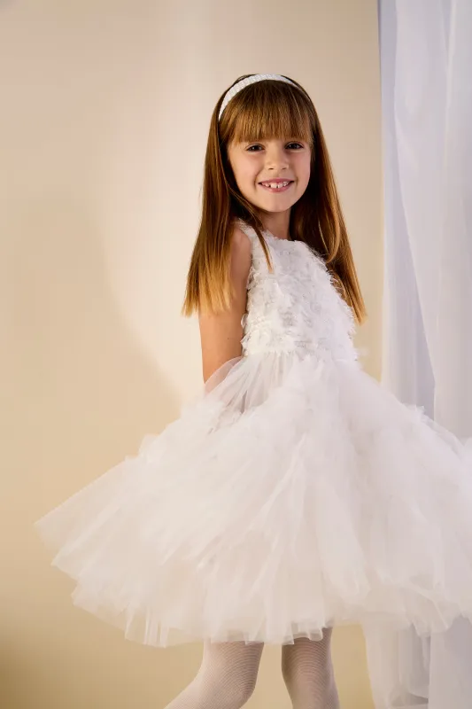 GWD Filly Ruffle Princess Dress – White Tulle Flower Girl & Party Dress sold by George W. Davies