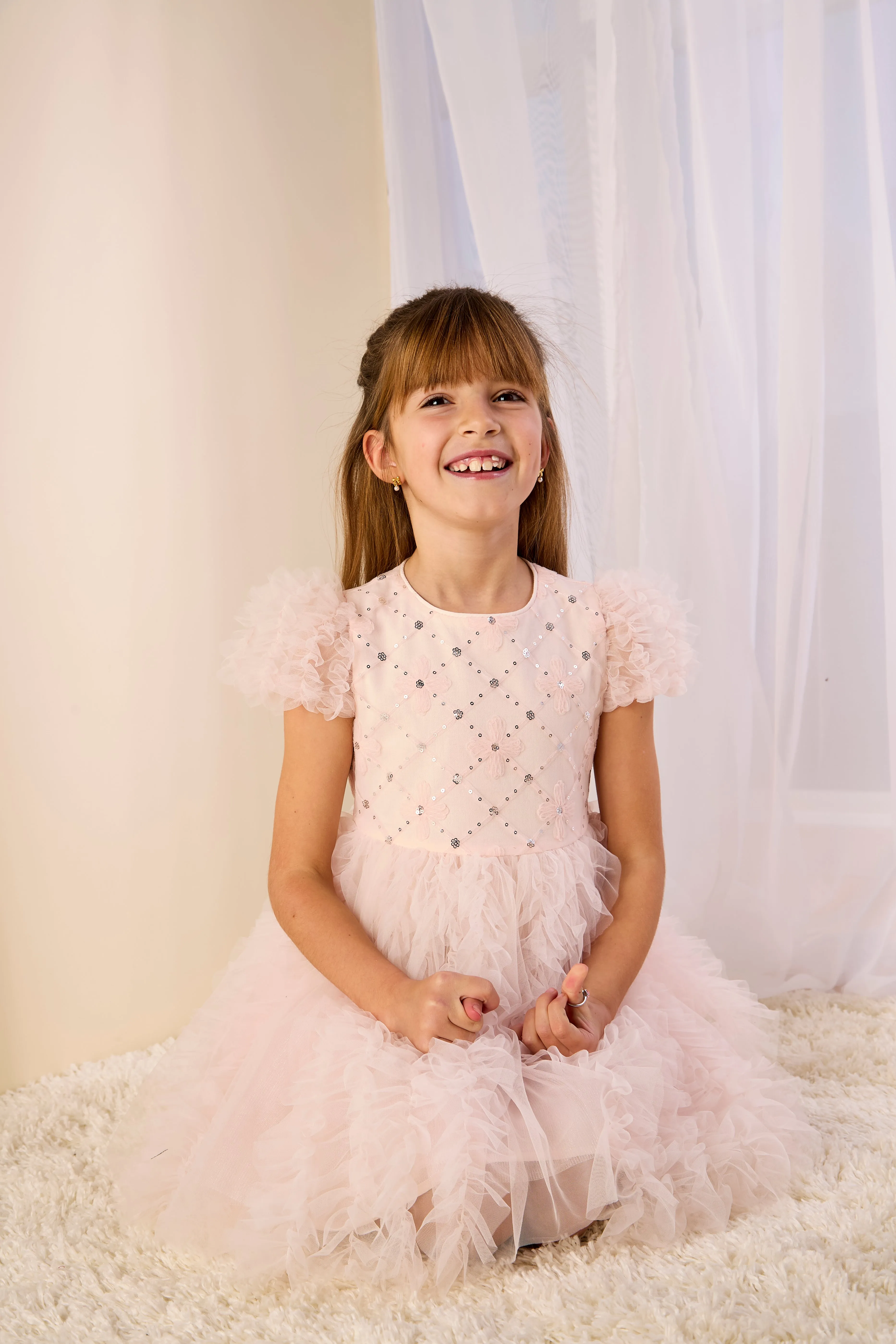 GWD Rosy Ruffles Dress – Pink Sequin & Tulle Princess Party Dress sold by George W. Davies product image thumbnail 2