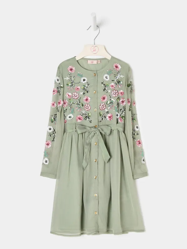GWD Emmie Embellished Dress Sage sold by George W. Davies