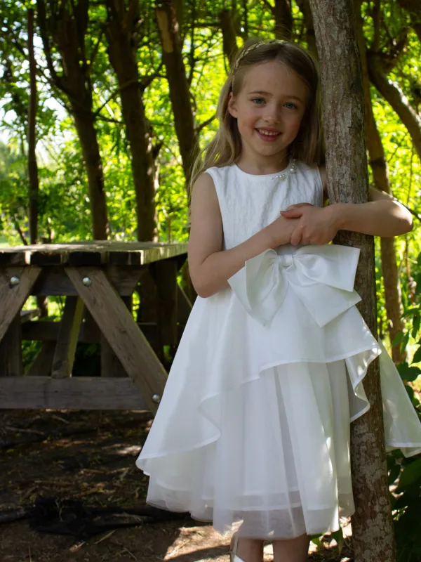 GWD Pearl Drop Bow White Party Dress sold by George W. Davies