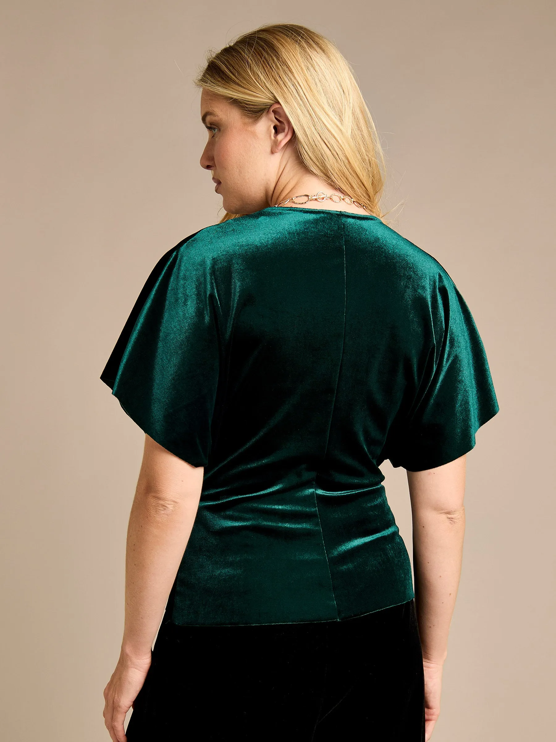 GWD Charlotte Green Wrap Front Velvet Top sold by George W. Davies product image thumbnail 2