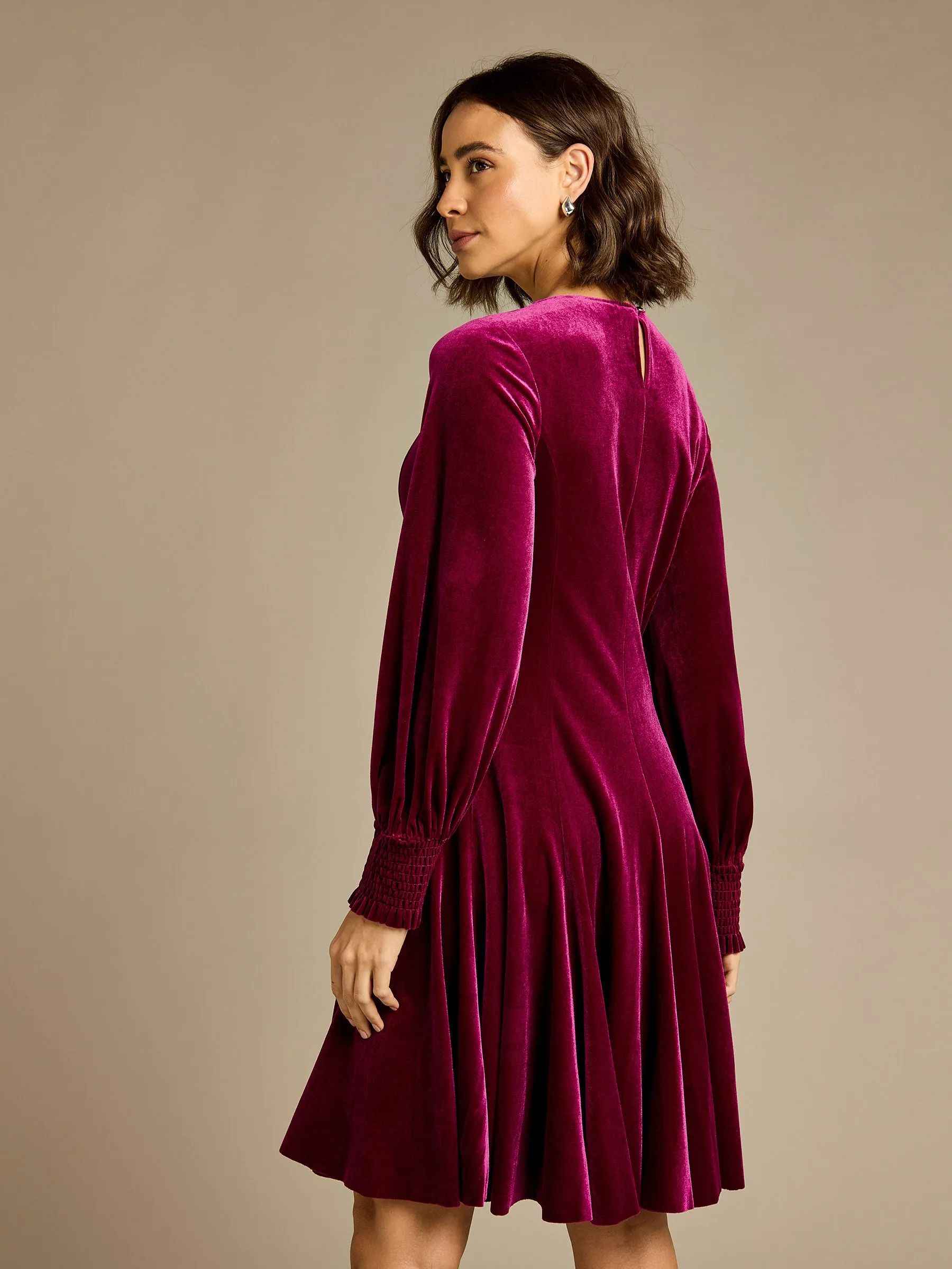 GWD Velvet Pink V-Neck Ashlee Mini Dress sold by George W. Davies product image thumbnail 2