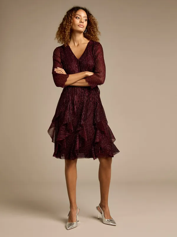 GWD Emory Metallic Sparkle Frill Knee Length Dress sold by George W. Davies