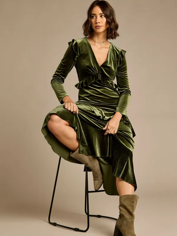 GWD Odetta Khaki Maxi Dress sold by George W. Davies