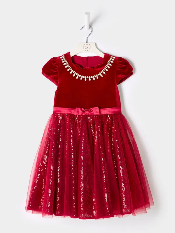 GWD Twinkle Red Velvet Bodice Dress sold by George W. Davies