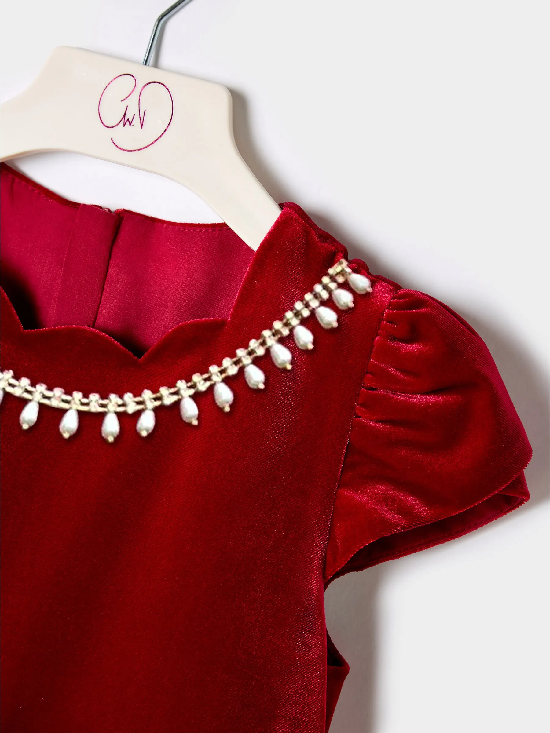 GWD Twinkle Red Velvet Bodice Dress sold by George W. Davies product image thumbnail 4