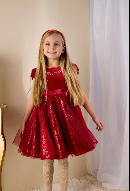 GWD Twinkle Red Velvet Bodice Dress sold by George W. Davies product image thumbnail 2