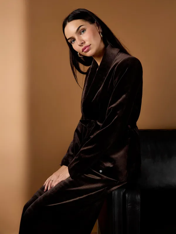 Claire Chocolate Velvet Jacket sold by George W. Davies