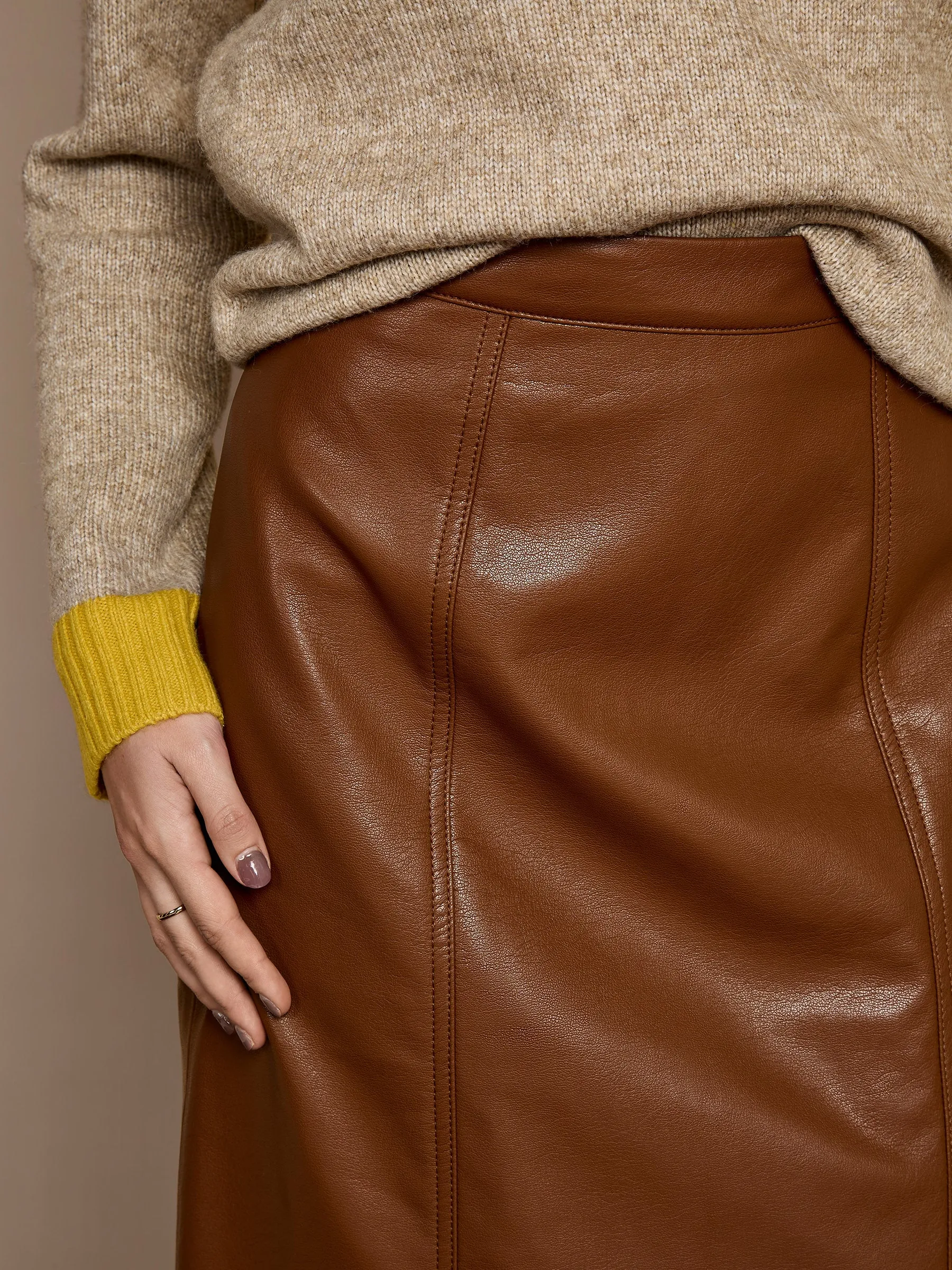 Carolyn Chestnut Faux Leather Midi Skirt sold by George W. Davies product image thumbnail 4