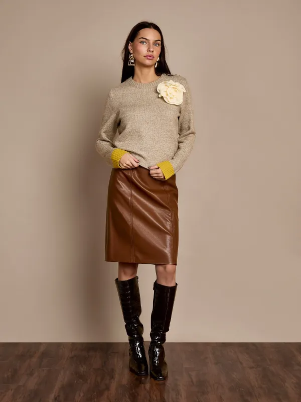 Carolyn Chestnut Faux Leather Midi Skirt sold by George W. Davies