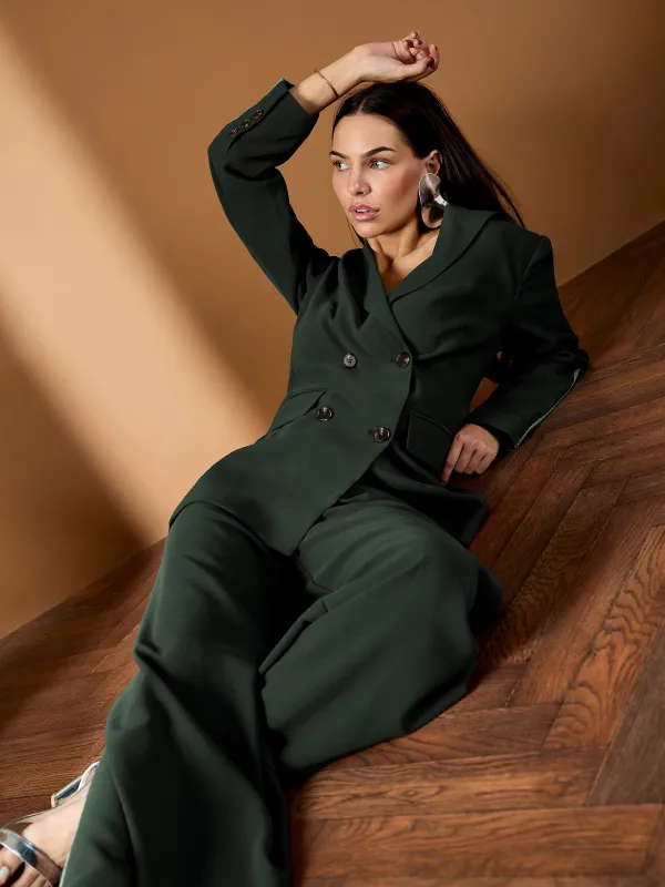 GWD Winter Taylor Wide-Leg Green Trouser made by George W. Davies