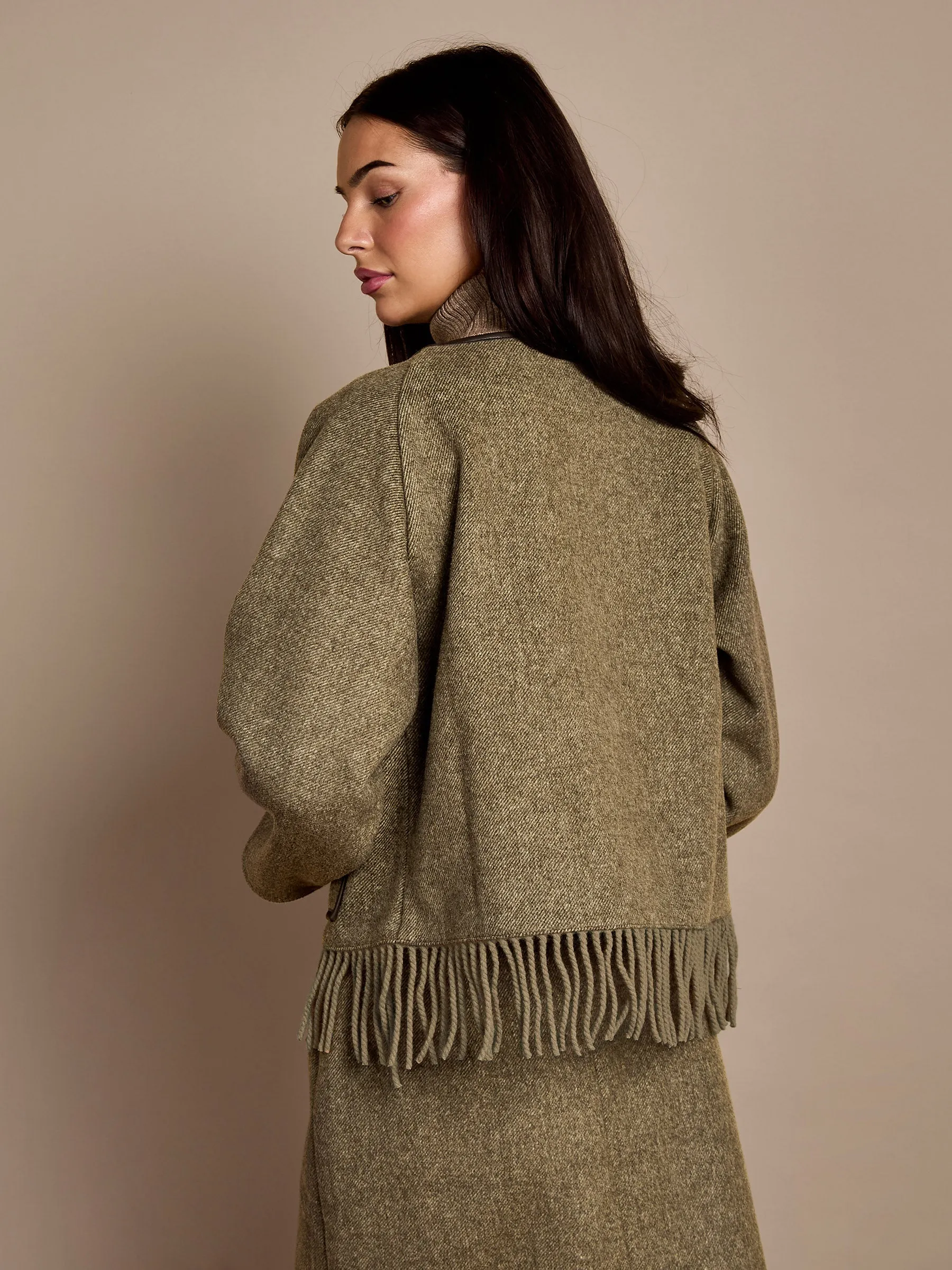 GWD Meredith Wool Blend Tassel Jacket – Olive Herringbone sold by George W. Davies product image thumbnail 4
