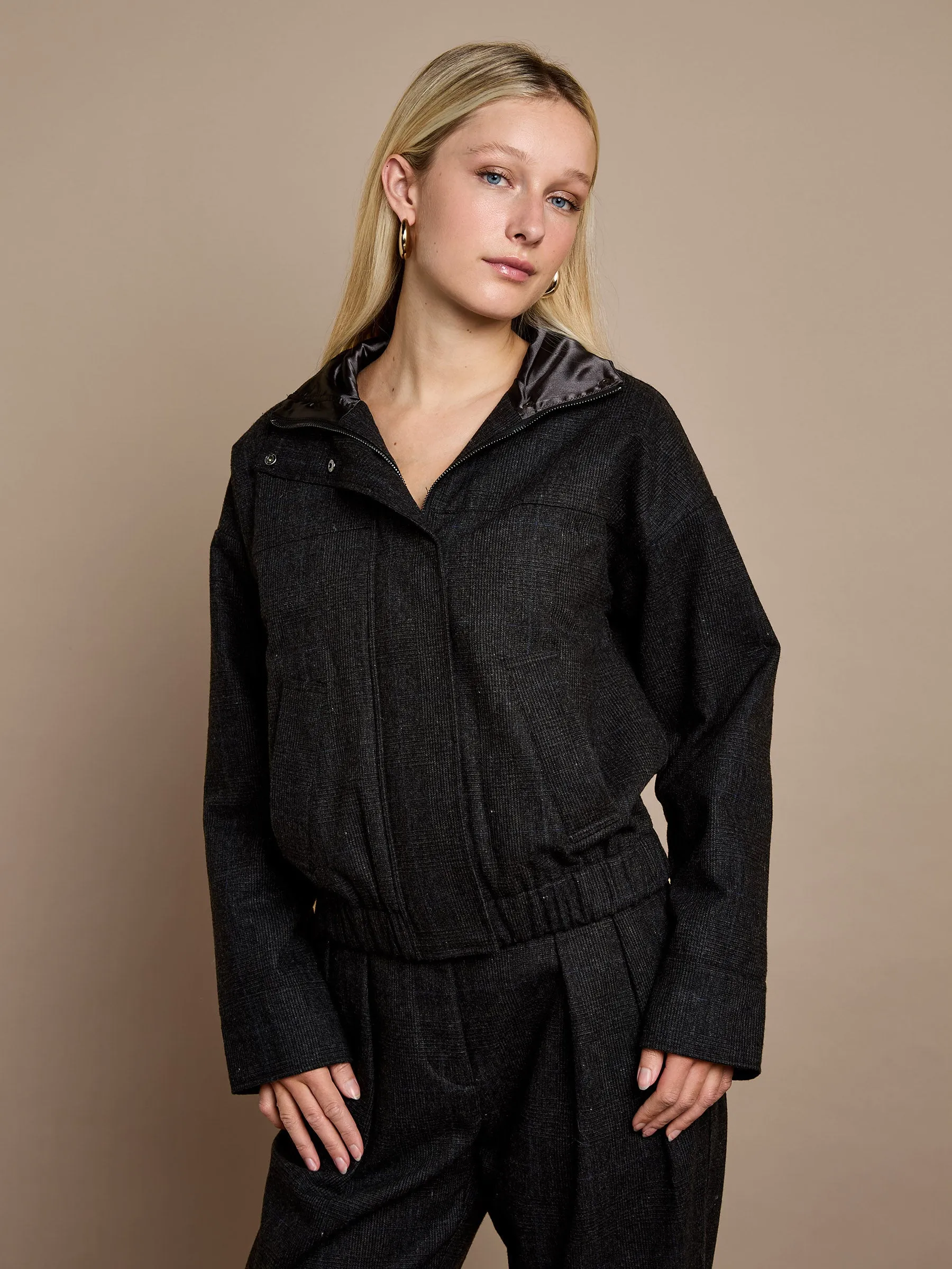 GWD Lewlyn Grey Checked Bomber Jacket sold by George W. Davies product image thumbnail 2