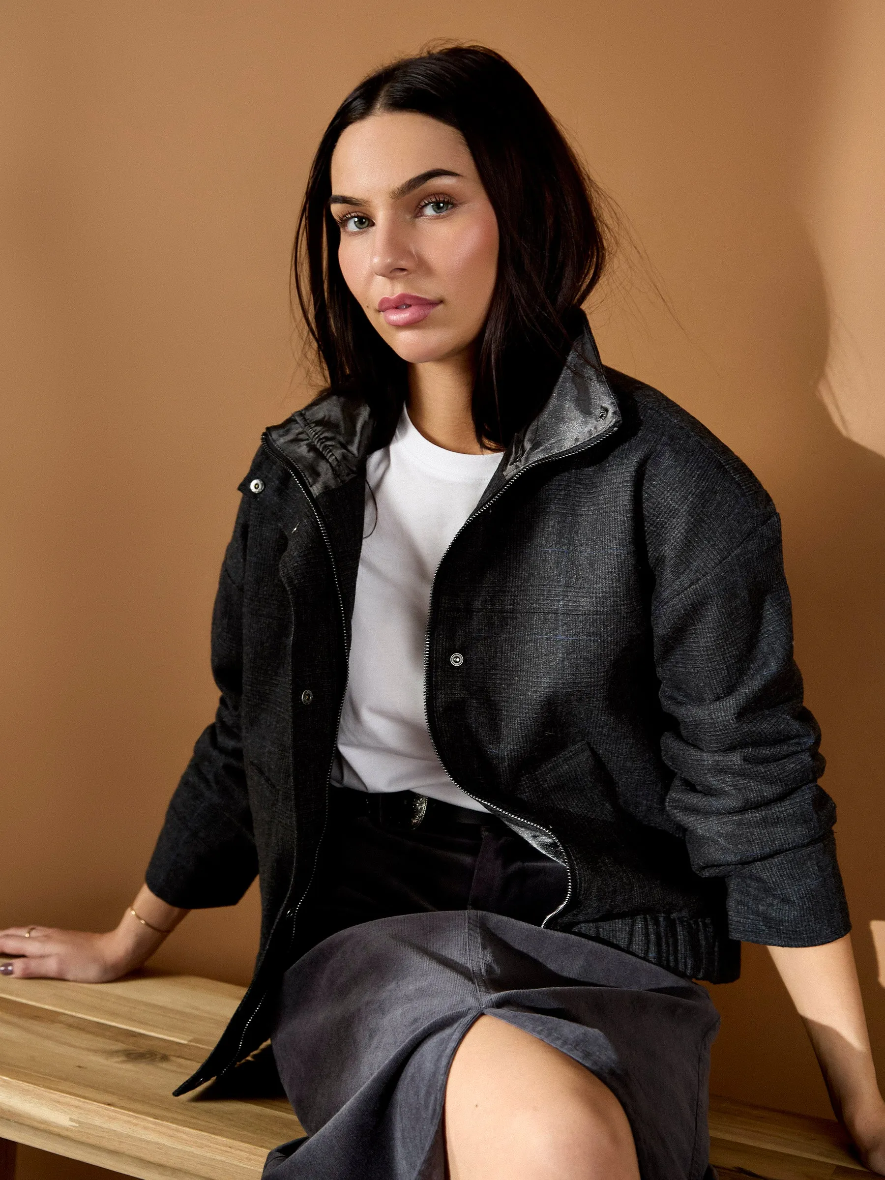GWD Lewlyn Grey Checked Bomber Jacket sold by George W. Davies product image thumbnail 5