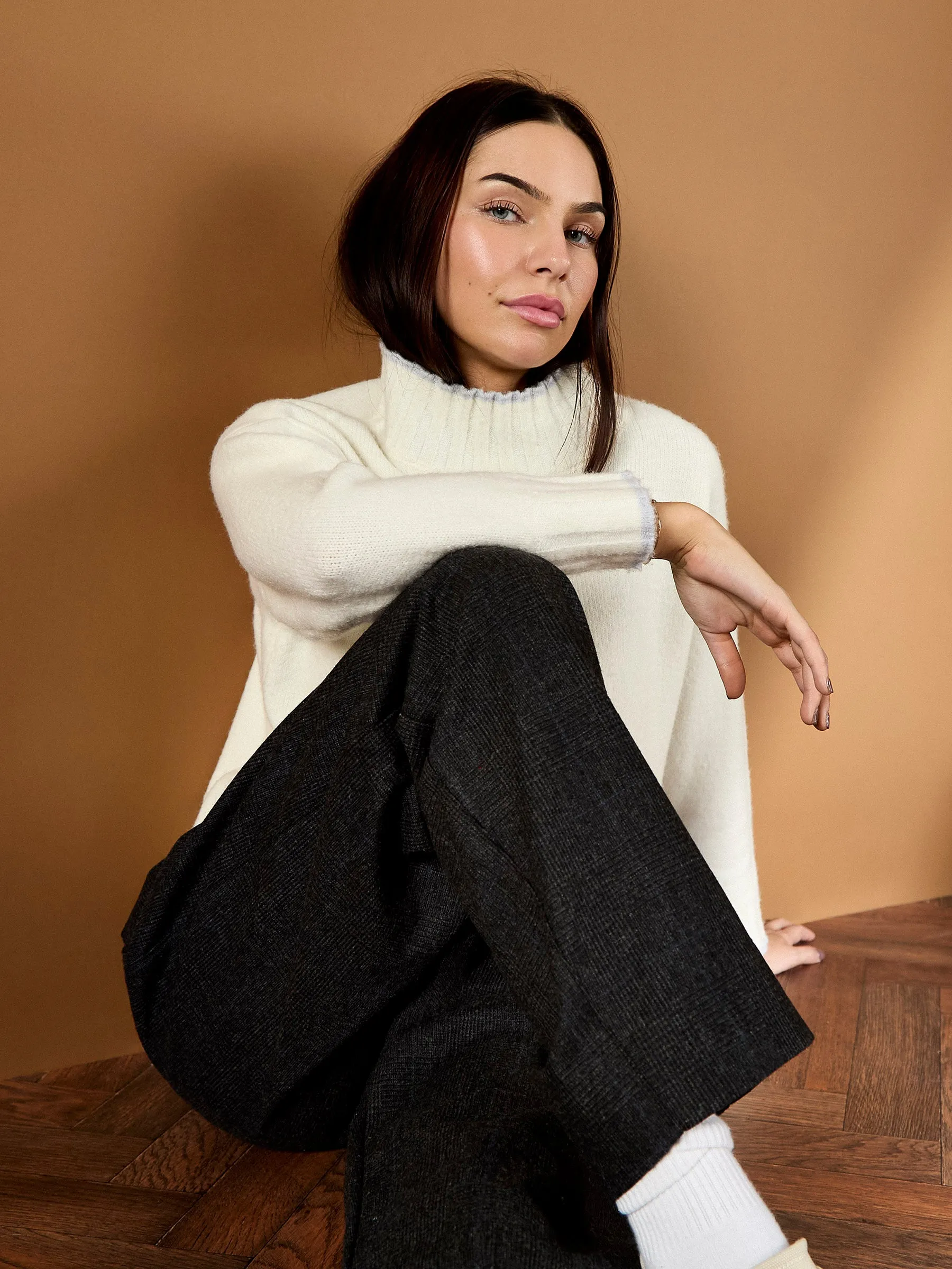 GWD Hannah Pleat-Front Grey Checked Trouser sold by George W. Davies product image thumbnail 4