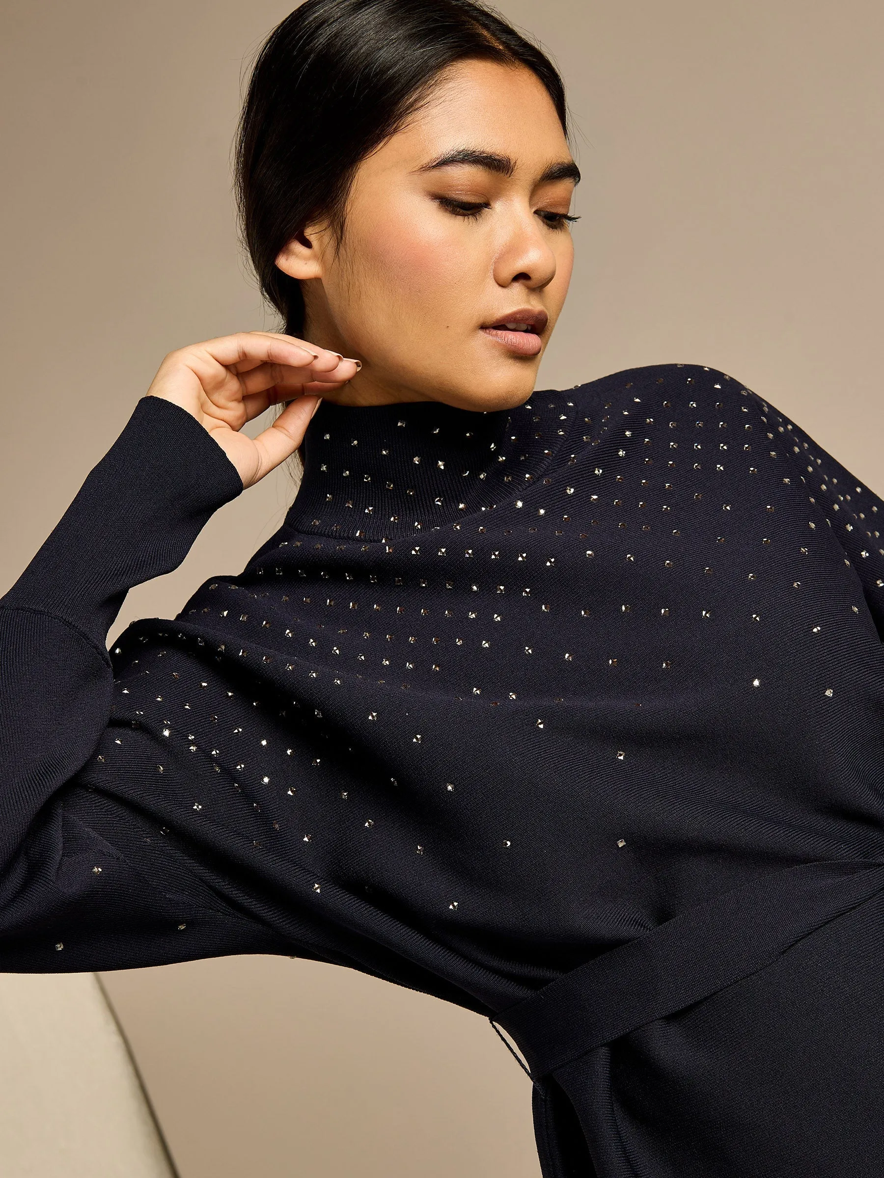 GWD Sparkle Iris Knitted Navy Top sold by George W. Davies product image thumbnail 2