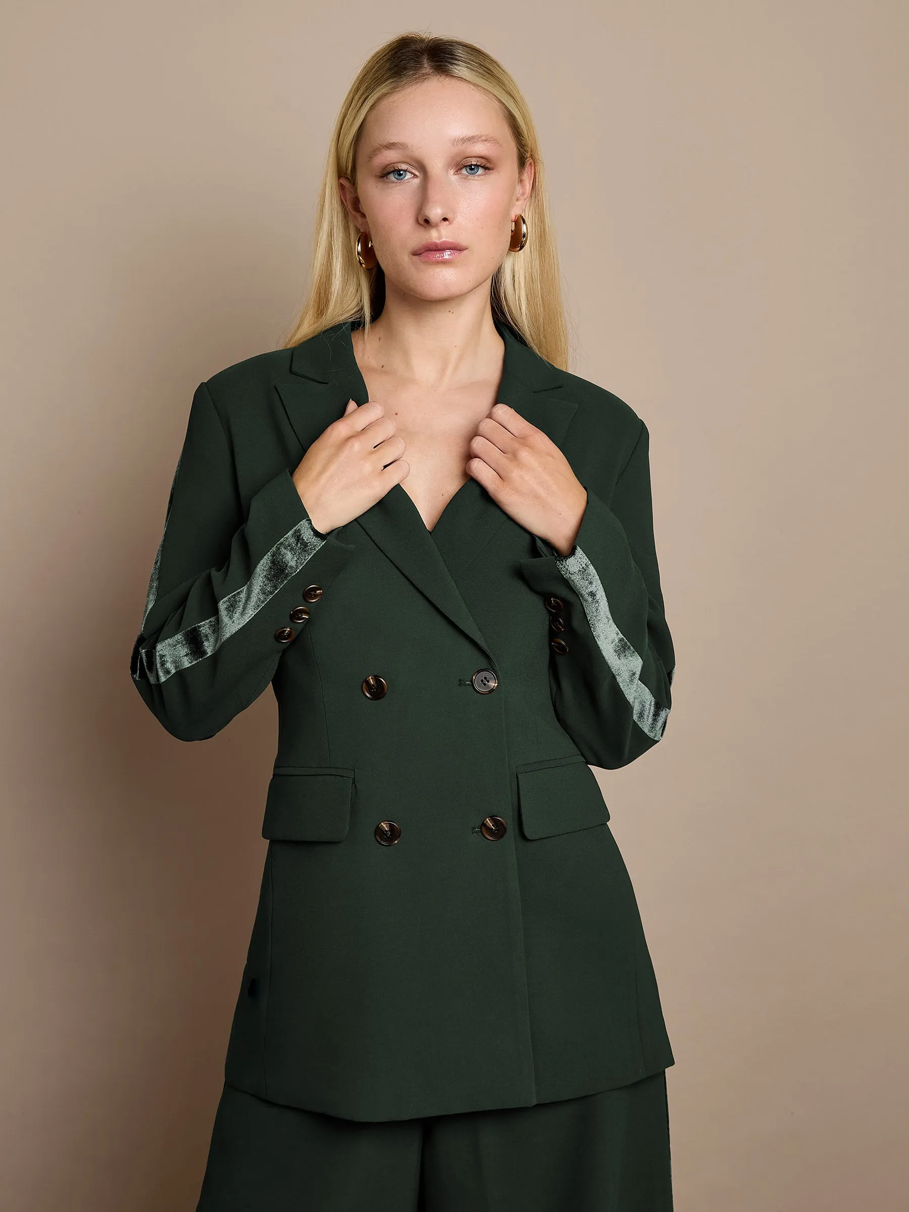 Winter Taylor Green Velvet Trim Jacket sold by George W. Davies product image thumbnail 5